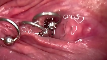 Really Close Up Macro my Pierced Clit and Pussy until get Very Wet and PEE go to inside my Pussy