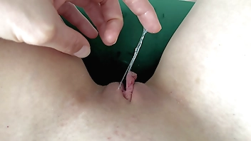 female pov masturbate shaved dripping wet juicy pussy and finger fuck close up
