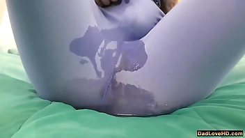 Horny Stepdaughter - I'm wetting my sheets because I'm masturbating until I'm piss and my stepdad caught me, so I'm going to have to explain to him what I'm doing to get the sheets wet