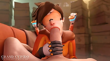 Tracer Sucking Giant Cock Like a Champ
