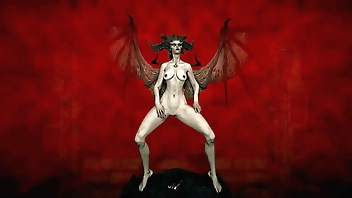 Lilith, slim succubus dancing hot in the dungeon