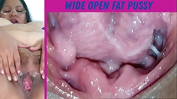 Gaping my fat and hairy pussy