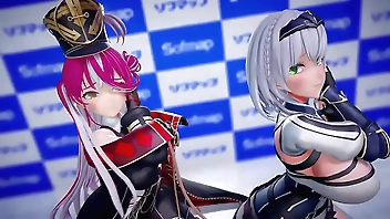 Hololive Houshou Marine Shirokane Noel Pink Cat mmd