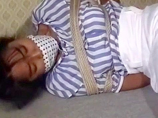 Japanese Office Lady's Nippon BDSM Fantasy - Tied Up, Gagged with Small Tits, Deep Throat, and Bandages