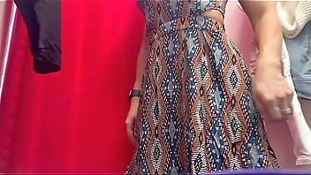 Dressing room. Hidden camera. Girl with big tits and big nipples